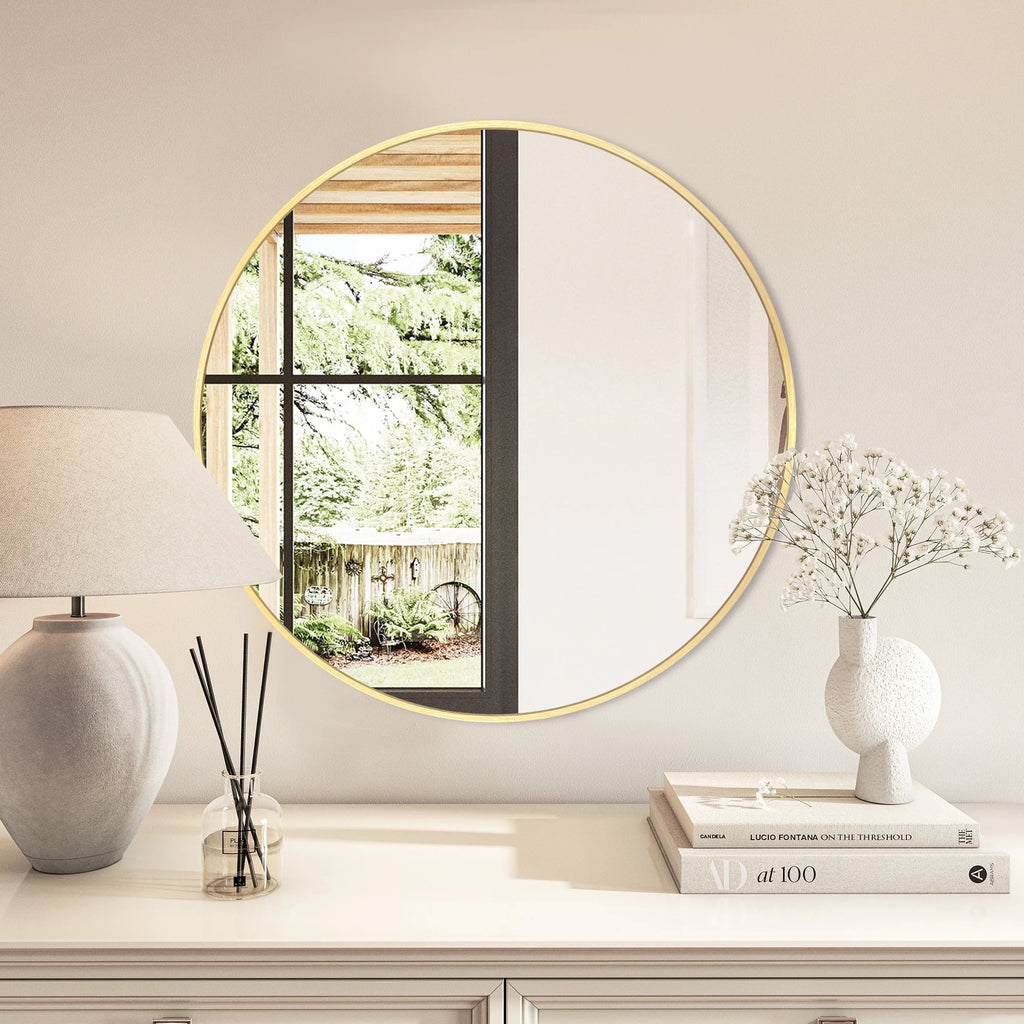 2026 Modern Round Bathroom Vanity Mirror, Wall Mounted Circular Mirror for Bathroom, Bedroom and Home Decor