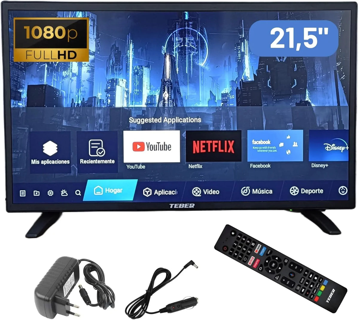 2026 Televisor Smart TV de 22 Pulgadas. con Adaptador de 12v y 230v. Android. Full HD. DVB – S2/C/T2/T. para autocaravanas, Campers, viviendas, caravanas, Barcos. (22 Pulgadas)