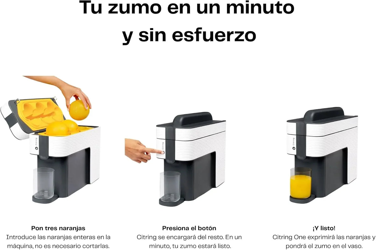 2026 One exprimidor de naranjas electrico automatico | Tu zumo listo en menos de un minuto con solo pulsar un botón – orange juicer machine hecha en España | Más Rápida. Más Limpia. Mejor (NEGRO)