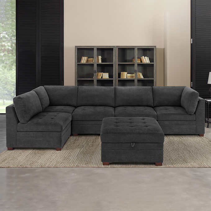 2026 Thomasville Tisdale Fabric Sectional with Storage Ottoman