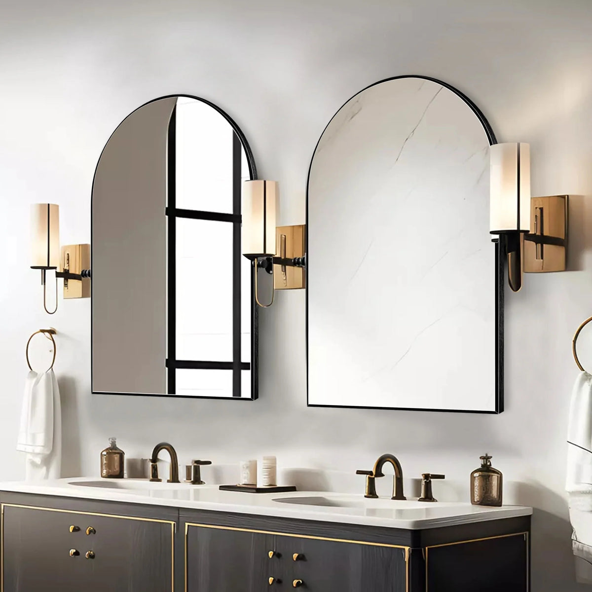 2026 Modern Arch Aluminum Bathroom Wall Mirror, Wall Mounted Vanity Mirror for Bathroom, Bedroom and Home Decor