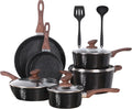 2026 Induction Cookware Sets - 12 Piece Cooking Pan Set, Granite Black Nonstick Pots and Pans Set