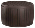 2026 37 gallon Round Deck Box, Patio Table for Outdoor Cushion Storage, Brown