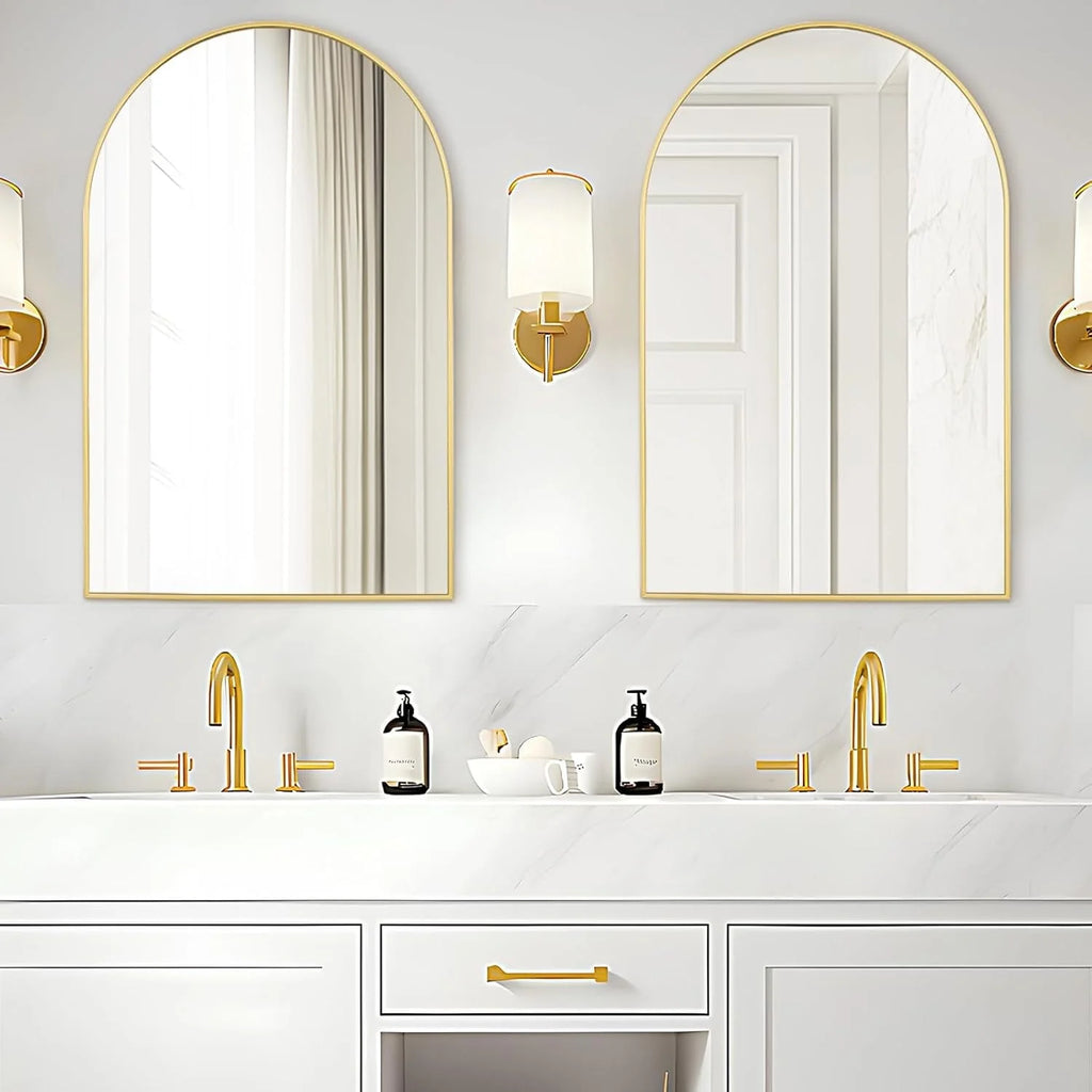 2026 Modern Arch Aluminum Bathroom Wall Mirror, Wall Mounted Vanity Mirror for Bathroom, Bedroom and Home Decor
