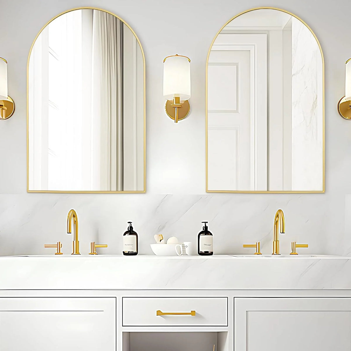 2026 Modern Arch Aluminum Bathroom Wall Mirror, Wall Mounted Vanity Mirror for Bathroom, Bedroom and Home Decor