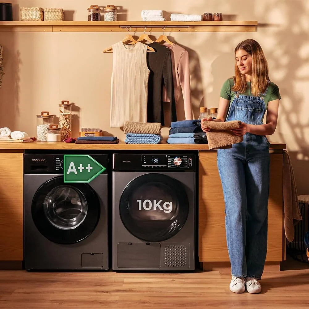 2026 Cecotec Secadora de Ropa Bomba de Calor 10 kg Bolero Dresscode Dry 10355 Steel. Clase Equivalente A++, 14 Programas, 4 Niveles de Secado, Funciones de Stop&Go, Delay Start, KidLock y DiamondCare, Inox