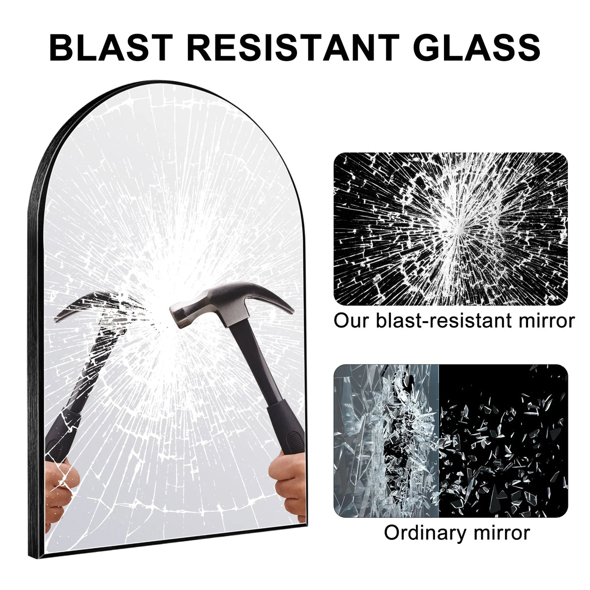 2026 Modern Arch Aluminum Bathroom Wall Mirror, Wall Mounted Vanity Mirror for Bathroom, Bedroom and Home Decor