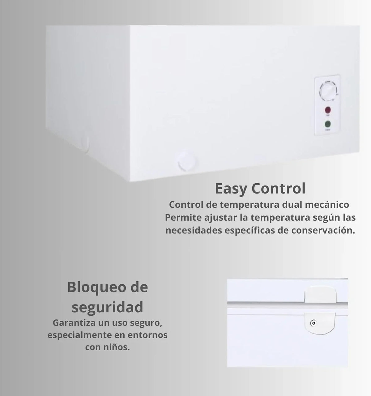 2026 VOK Congelador Horizontal 194 L Ancho 81,8 cm – Función Dual, Congelación Rápida, Luz LED, Bloqueo de Seguridad, Autonomía de 23 h, Blanco