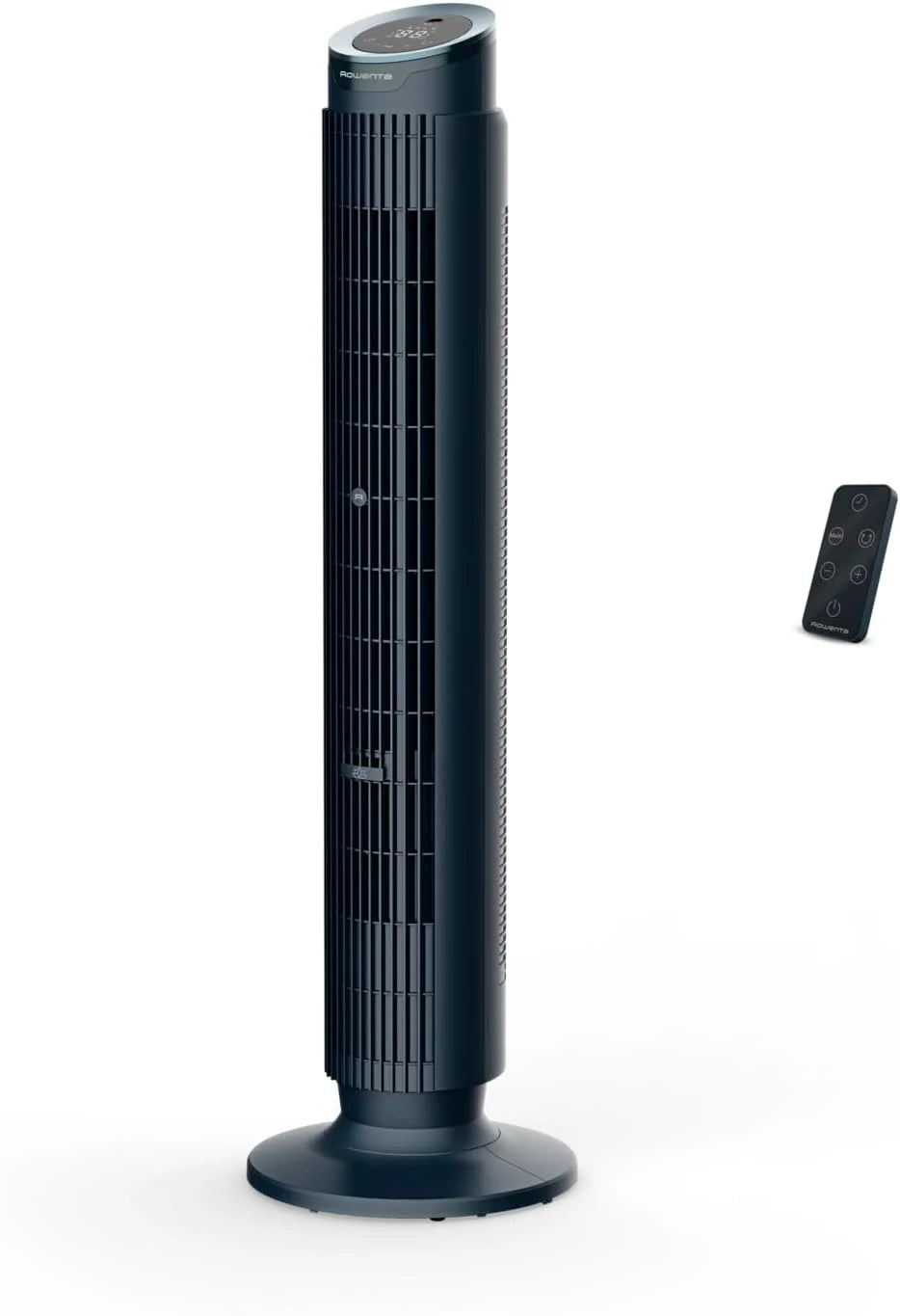 Ventilador de torre Rowenta Eole Silence Force 2026, potente, modo silencioso, 12 velocidades, 5 modos automáticos, temporizador, oscilación de 60 – 90°, control remoto, cubierta antipolvo, azul, VU7050F0