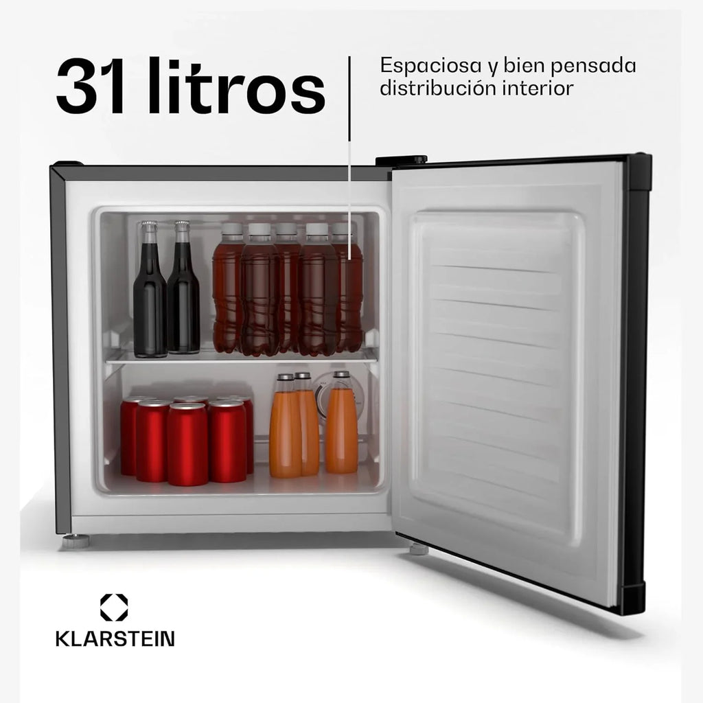 2026 KLARSTEIN Irene Mini Nevera, 31L Nevera/Congelador Compacto Con Temperatura Ajustable – 24°C A 10°C, Eficiente Energéticamente, Silencioso 38 Db Para Dormitorios & Espacios Pequeños