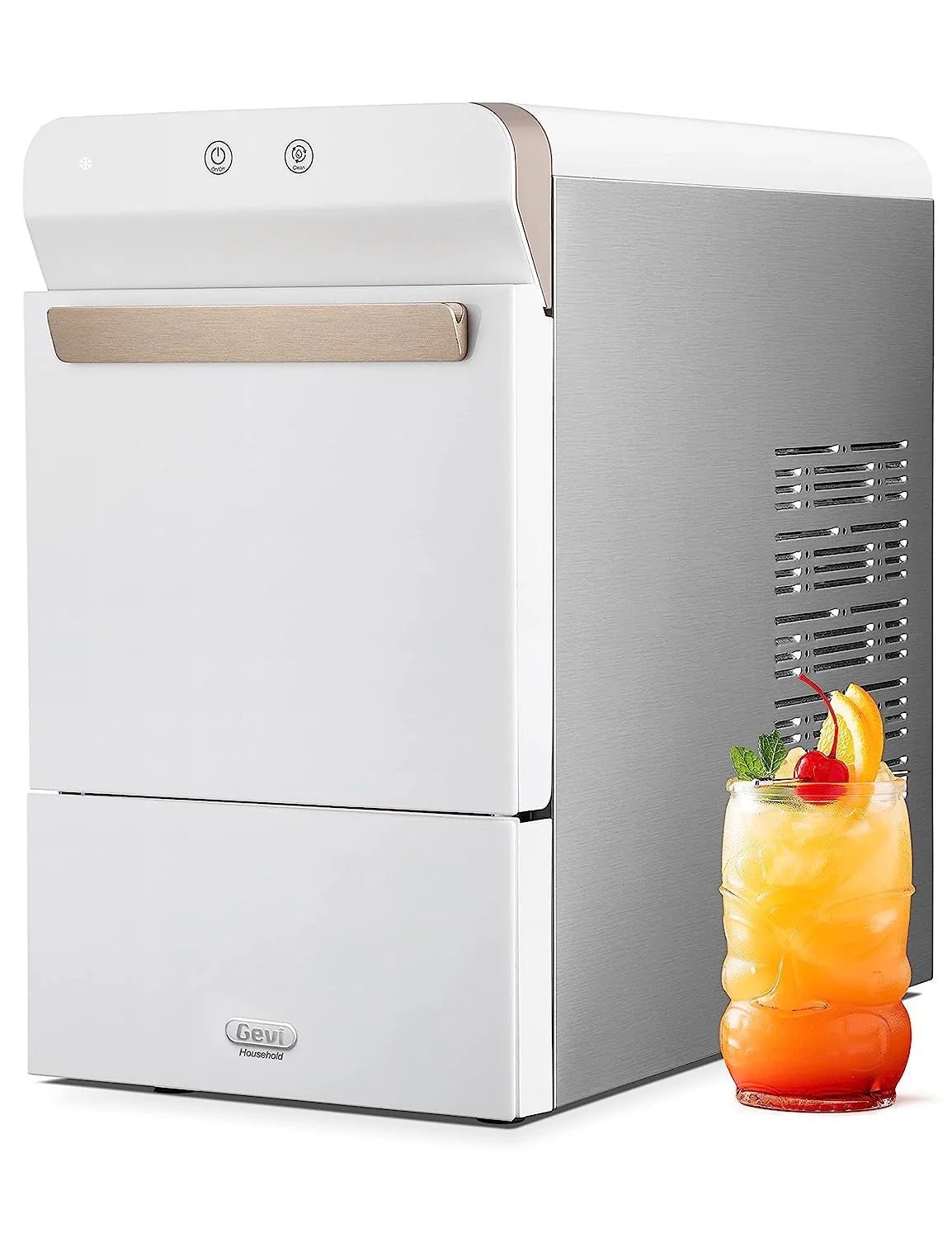 2026 V2.0 Countertop Nugget Ice Maker | Self Cleaning Pellet Ice Maker | Open and Pour Refill | Stainless Steel Housing |