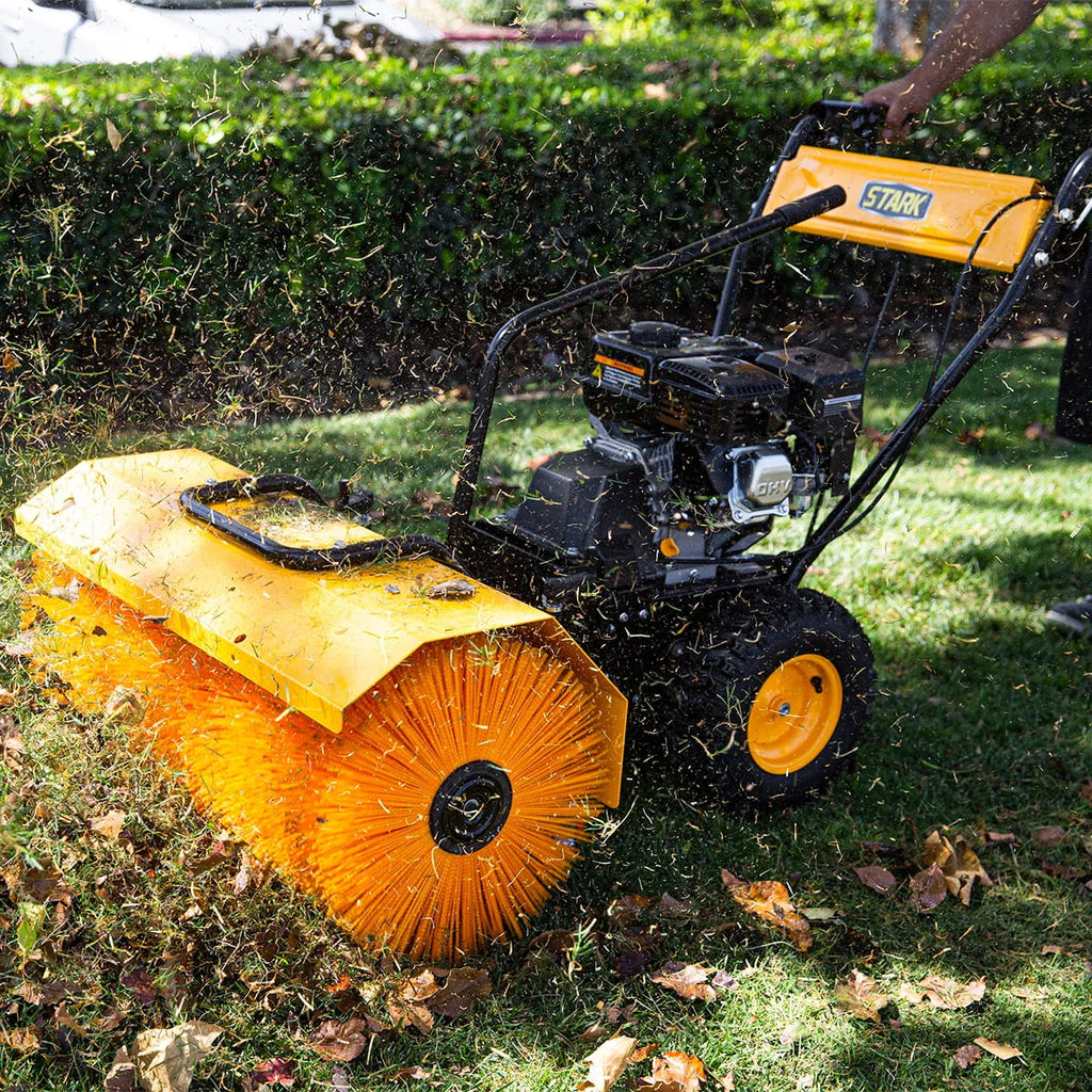 2026 Stark 31" Walk Behind Gas Power Sweeper Dirt Debris Cleaning Path 196cc 7HP Gas Engine - for Leaves, Dirt, and Gravel