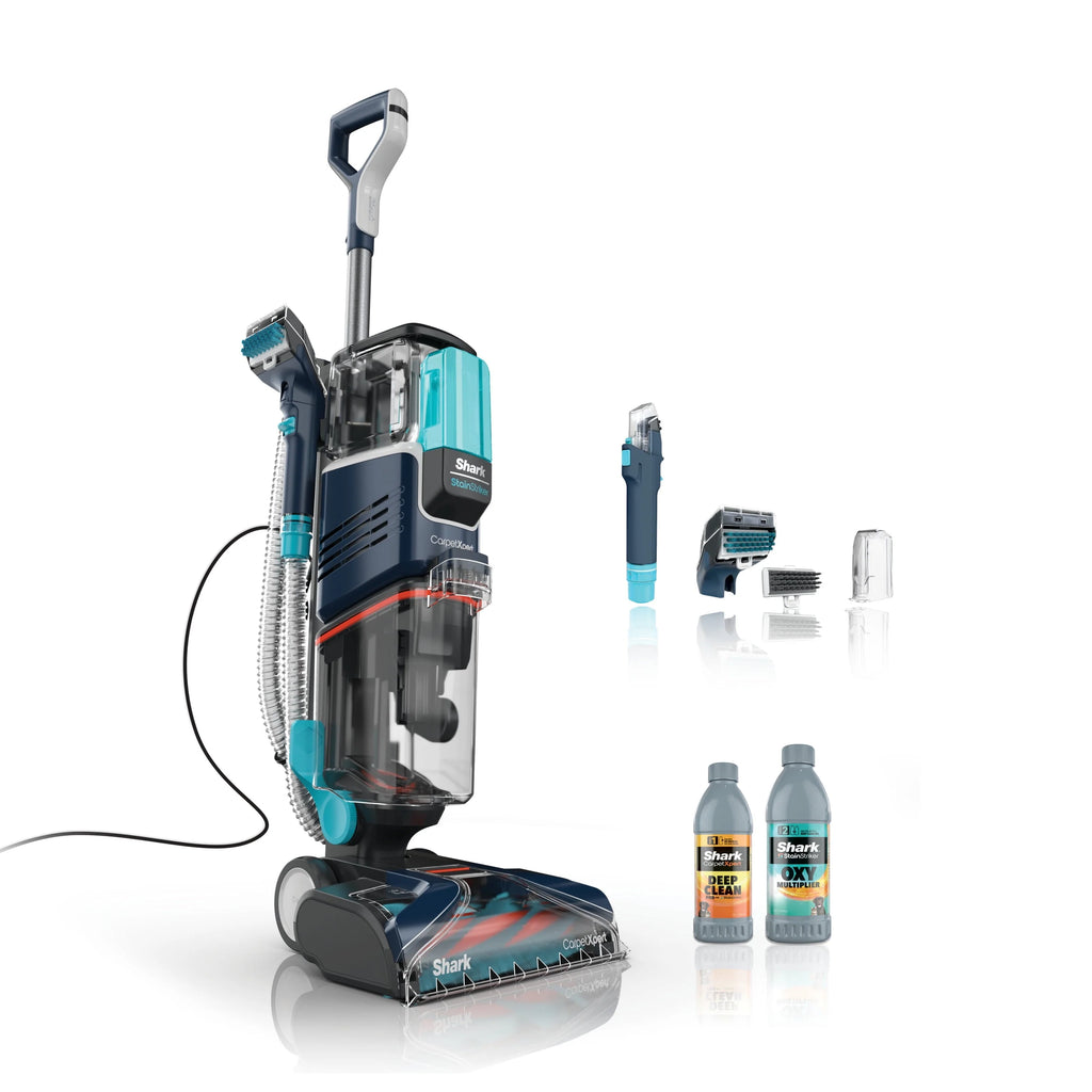 2026 Shark CarpetXpert with StainStriker, Upright Carpet, Area Rug & Upholstery Cleaner for Pets, Built-in Spot & Stain Eliminator, Deep Cleaning & Tough Stain Removal, Carpet Shampooer, Navy, New,EX200