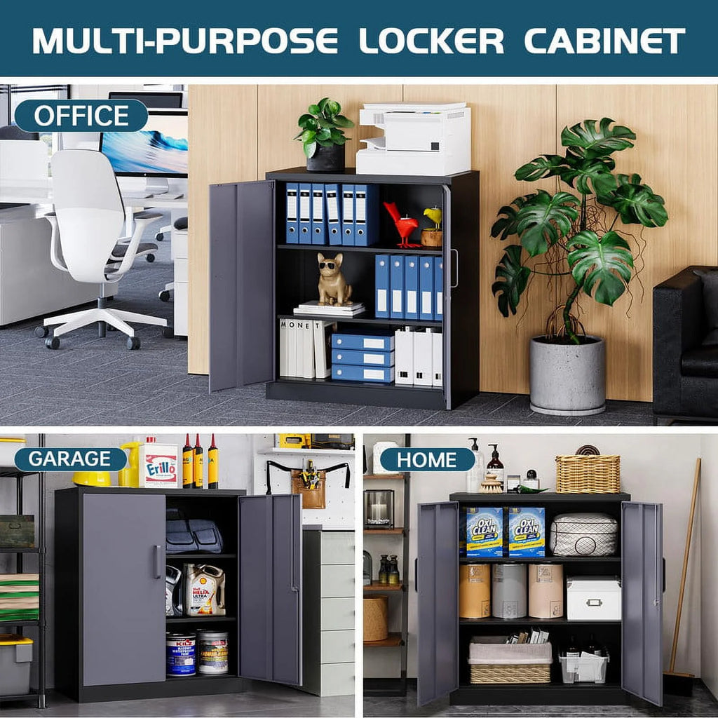 2026 STANI Metal Storage Cabinet with Locking Doors, Garage Lockable Steel Cabinets with 4 Doors and 5 Shelves for Home, Garage, Pantry Workshop Warehouse