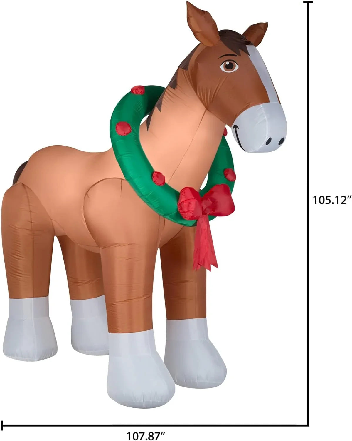 2026 Christmas Inflatables Clydesdale Horse Holiday Inflatable, 9 Foot Wide and Lights Up, Comes with Tether Stakes, Rope, Power Supply and Two Bonus Repair Patches Brown MTR-17148
