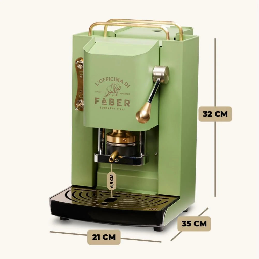 Cafetera Faber PRO Total Deluxe 2026, fabricada en latón, con papel ESE de 44 mm y capacidad de 1,3 litros (blanca).