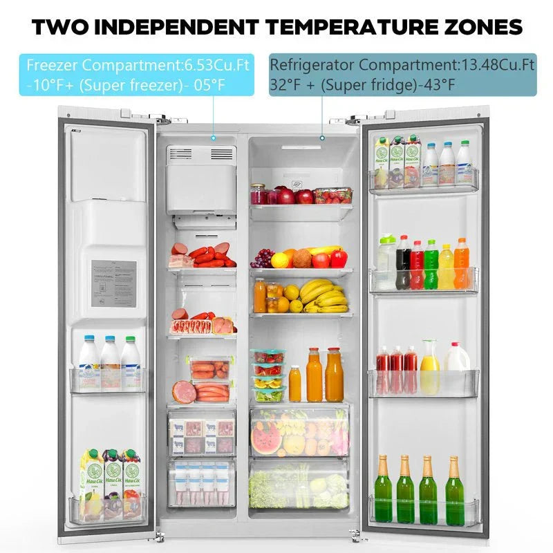 2026 36" Side By Side 20.01 Cu. ft. Built-in Refrigerator with Freezer & Ice Maker Included