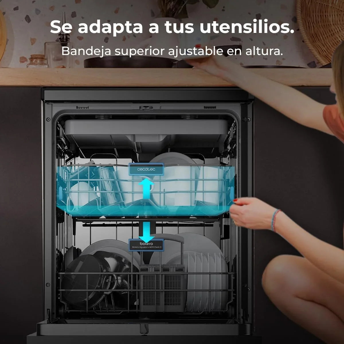 2026 Cecotec Lavavajillas 60 cm Libre Instalación Bolero Aguazero 6210 Dark D. 15 Cubiertos, Bajo Consumo, Pantalla Fullcolor XXL, Tercera Bandeja, 8 Programas, Dual Zone Wash, Bandeja Ajustable, Dark