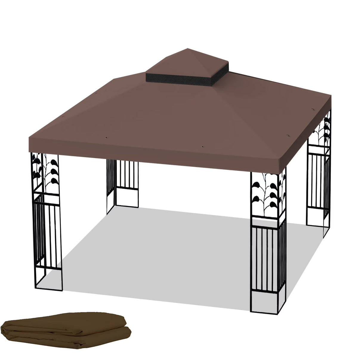 2026 10x10 Ft Outdoor Patio Gazebo Replacement Canopy, Double Tiered Gazebo Tent Roof Top Cover Only(Frame Not Include)