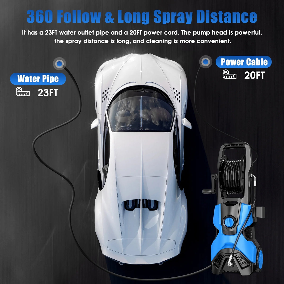 2026 HONGGE Electric High Pressure Washer Machine 3500PSI at 2.6 GPM 110V Cold, Ideal for Cleaning Decks