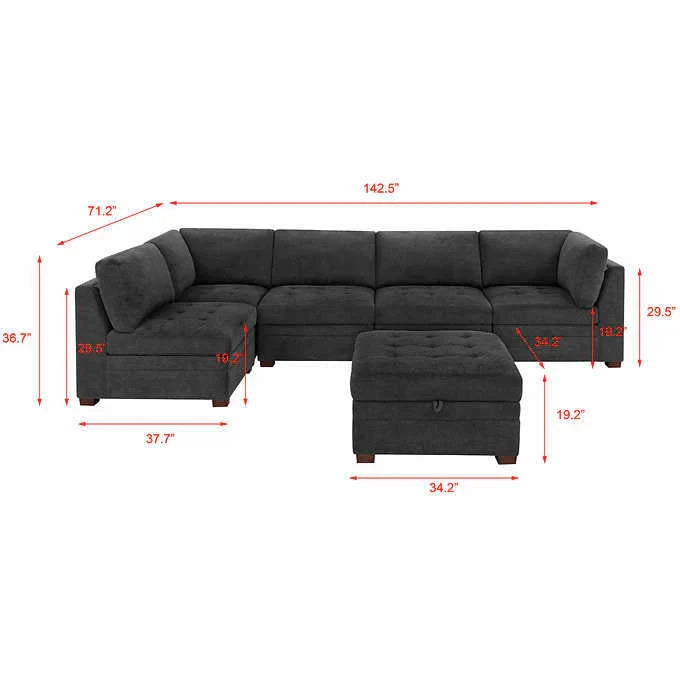 2026 Thomasville Tisdale Fabric Sectional with Storage Ottoman