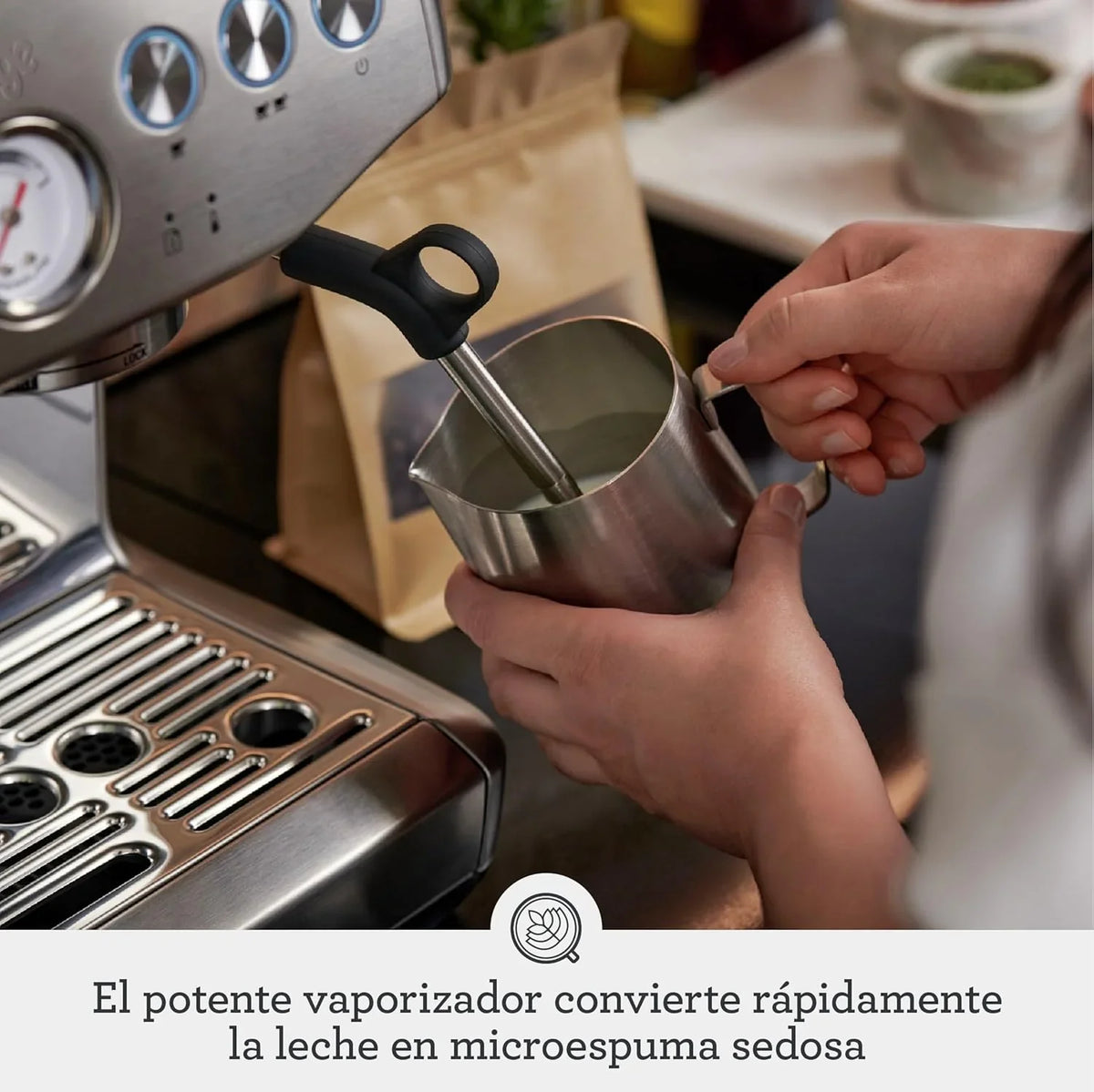 2026 Sage Barista Express Impress – Cafetera Profesional con Espumador de Leche Manual y Molinillo – 9 Bares, Control de Temperatura, 1850 W – Para Cappuccino, Latte y Espresso, Acero Inoxidable