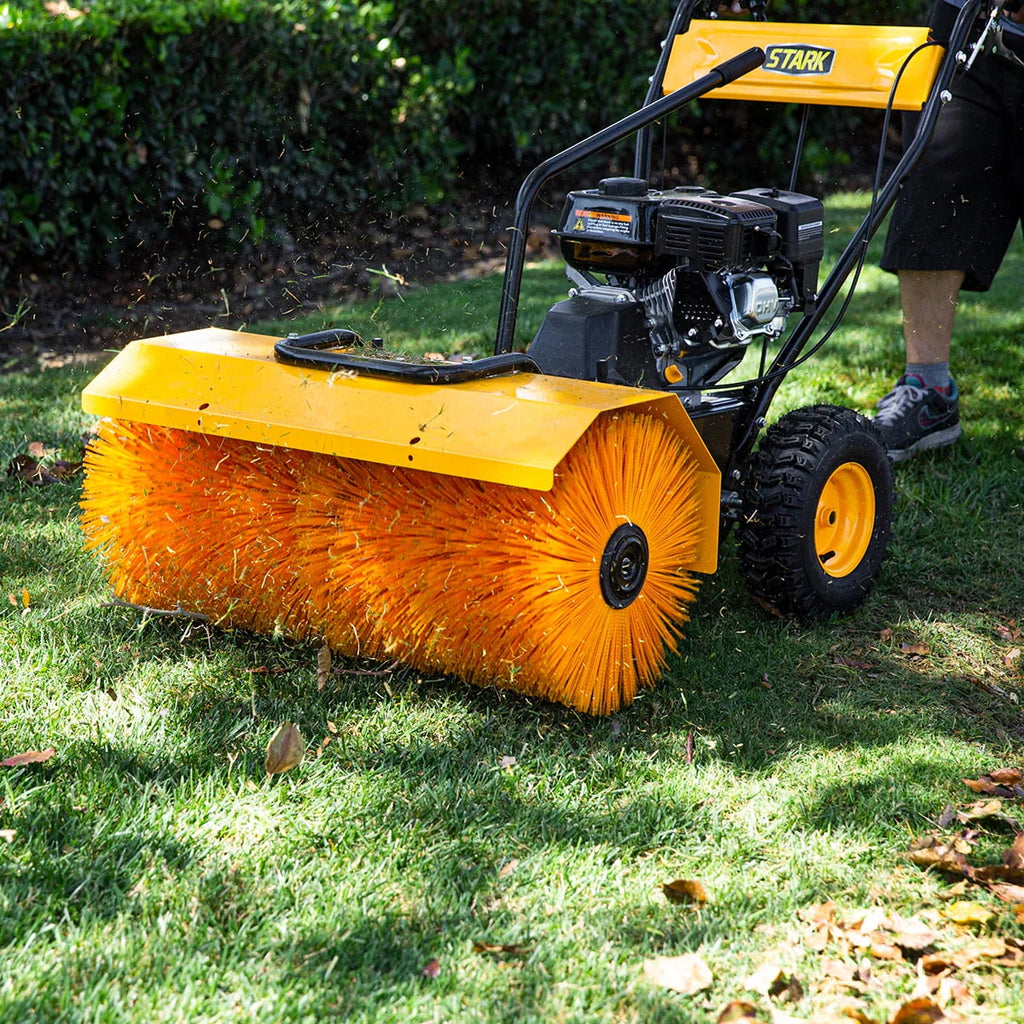 2026 Stark 31" Walk Behind Gas Power Sweeper Dirt Debris Cleaning Path 196cc 7HP Gas Engine - for Leaves, Dirt, and Gravel