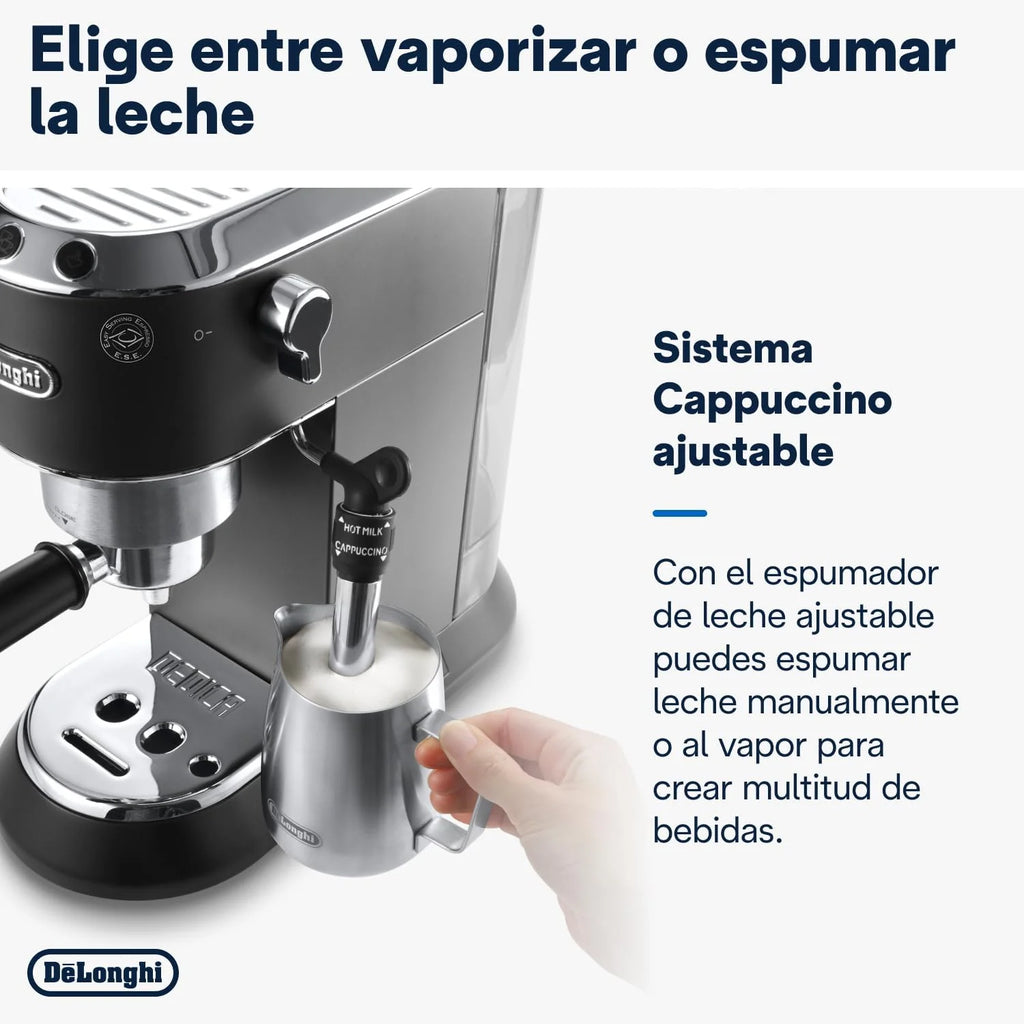 De'Longhi Dedica – Cafetera de Bomba de Acero Inoxidable para Café Molido o Monodosis, Espresso y Capuchino, Depósito de 1.3 Litros, Sistema Antigoteo, Modelo EC685.M, Color Metal 2026