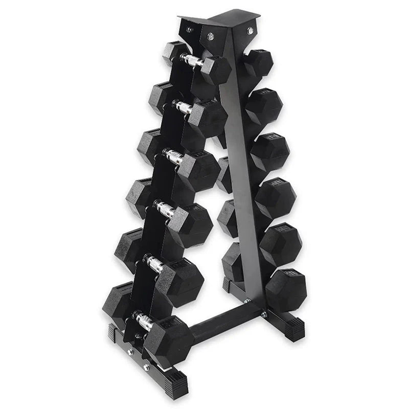 2026 Fitness Heavy-Duty Rubber Dumbbell Weight Set with Rack, 210 lbs (5-30 lbs)