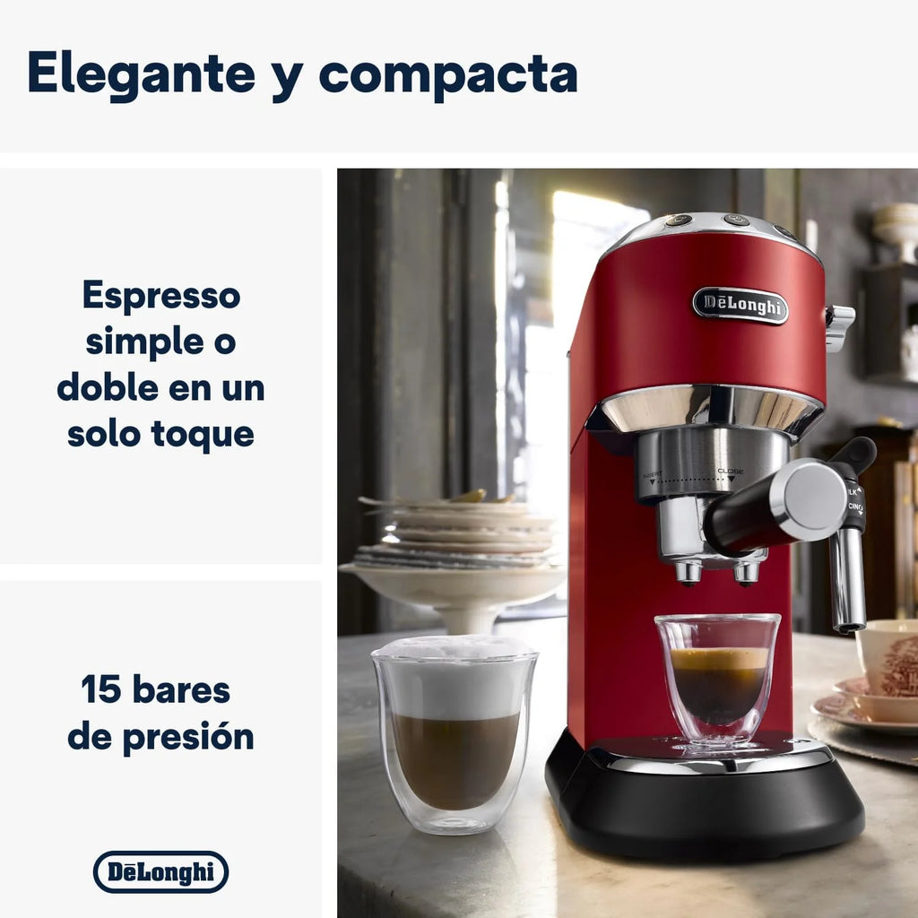 De'Longhi Dedica – Cafetera de Bomba de Acero Inoxidable para Café Molido o Monodosis, Espresso y Capuchino, Depósito de 1.3 Litros, Sistema Antigoteo, Modelo EC685.M, Color Metal 2026