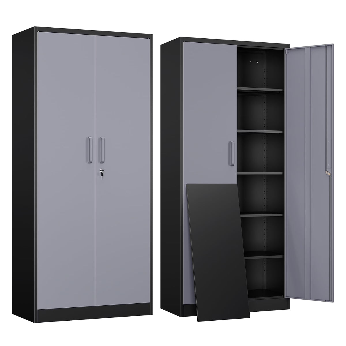 2026 STANI Metal Storage Cabinet with Locking Doors, Garage Lockable Steel Cabinets with 4 Doors and 5 Shelves for Home, Garage, Pantry Workshop Warehouse