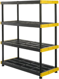 2026 TDUKDB Black and Yellow, 4-Tier Heavy Duty Plastic Storage Shelving Unit, 200lbs/shelf (55-H x 48-W x 20-D), for Indoor/Outdoor Organization, Modular Rack
