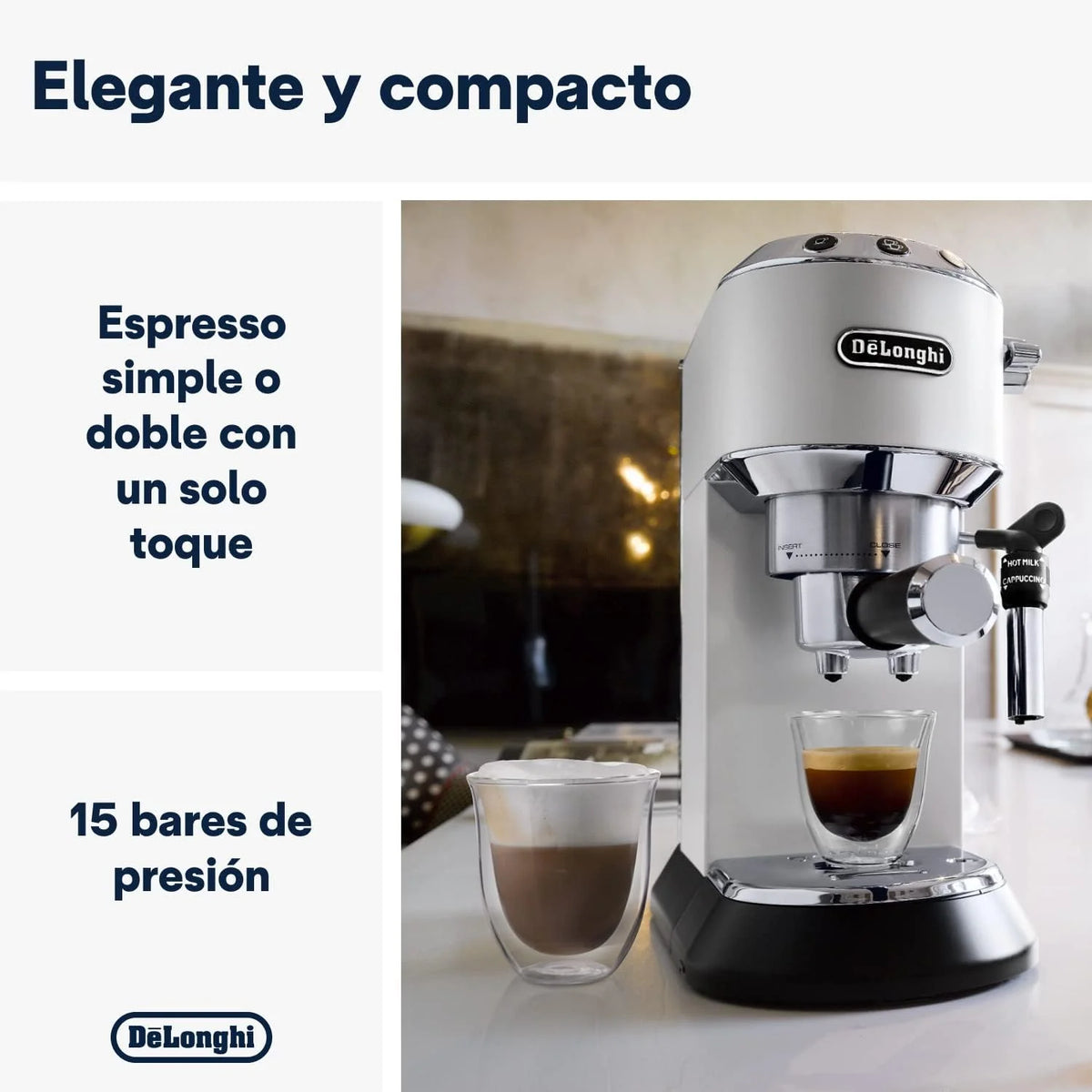 De'Longhi Dedica – Cafetera de Bomba de Acero Inoxidable para Café Molido o Monodosis, Espresso y Capuchino, Depósito de 1.3 Litros, Sistema Antigoteo, Modelo EC685.M, Color Metal 2026