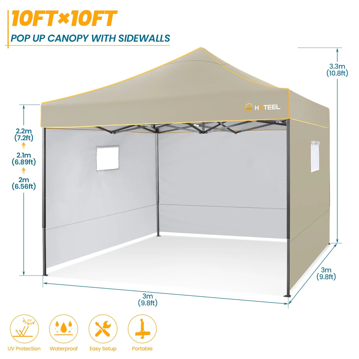 2026 SANOPY 10'x10' Pop up Canopy Tent Anti-UV Waterproof Outdoor Gazebo Instant Party Wedding Backyard Canopy Tent Shade Shelter for Backyard, Patio, Parties,Khaki