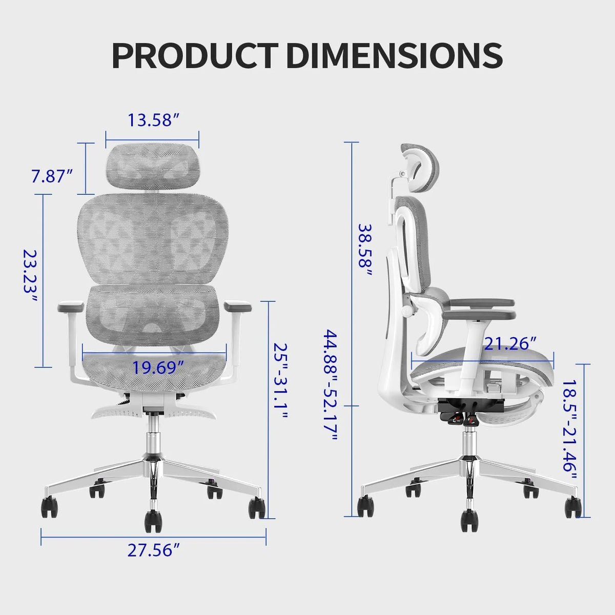 2026 3D Ergonomic Office Chair - High Back Mesh Desk Chair with 3D Adjustable Armrests, Wheels, for Home and Office
