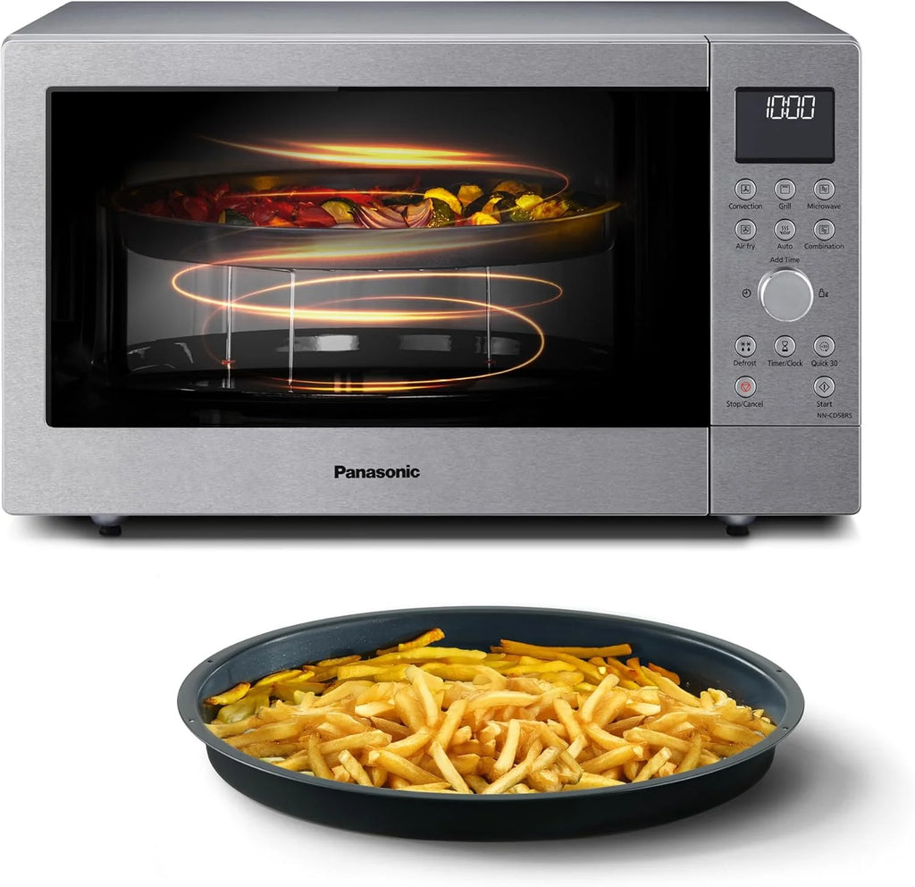 2026 Microondas combinado Panasonic NN – CD58RSEPG de 27 L, 4 en 1, con función de freidora de aire y cesta de cocción, inversor de 1000 W, grill de 1300 W, cocción con ventilador, 19 programas automáticos, acero inoxidable.
