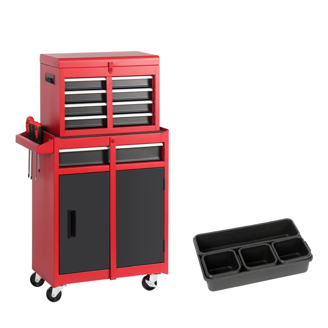 2026 5-Drawer Rolling Tool Chest, 2 in 1 Detachable Tool Box with Lockable Wheels, Adjustable Shelf, and Liner for Garage and Workshop Storage (Yellow)