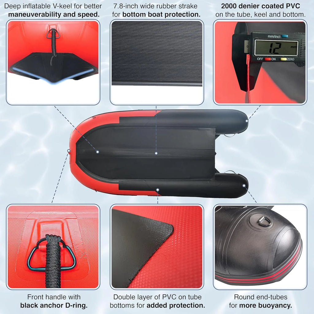 2026 Inflatable Boat | Yacht Dinghy Tender Raft | Multi Person Fishing Boat | Aluminum Floor Oars | Fishing Rod Holders | Heavy-duty Pvc | 2024…