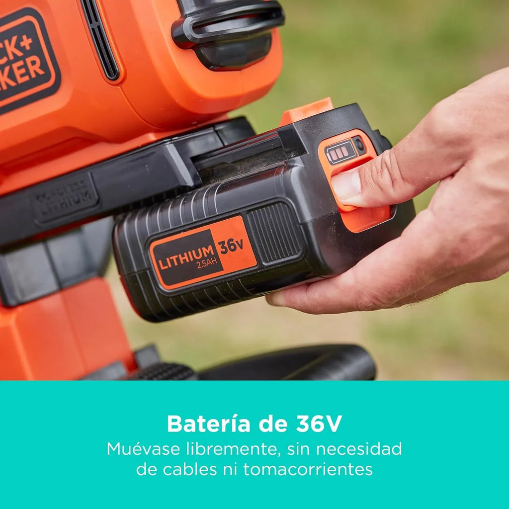 2026 BLACK+DECKER Sopladora, aspiradora y trituradora de Hojas sin Cable de 36v, con Bolsa de recolección de 45L y batería de Litio de 2.5Ah, BCBLV3625L1 – QW