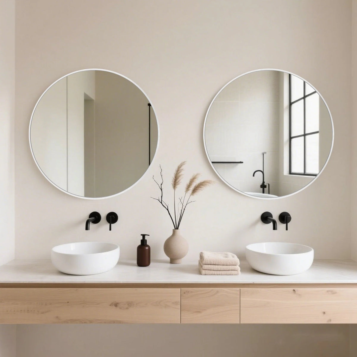 2026 Modern Round Bathroom Vanity Mirror, Wall Mounted Circular Mirror for Bathroom, Bedroom and Home Decor