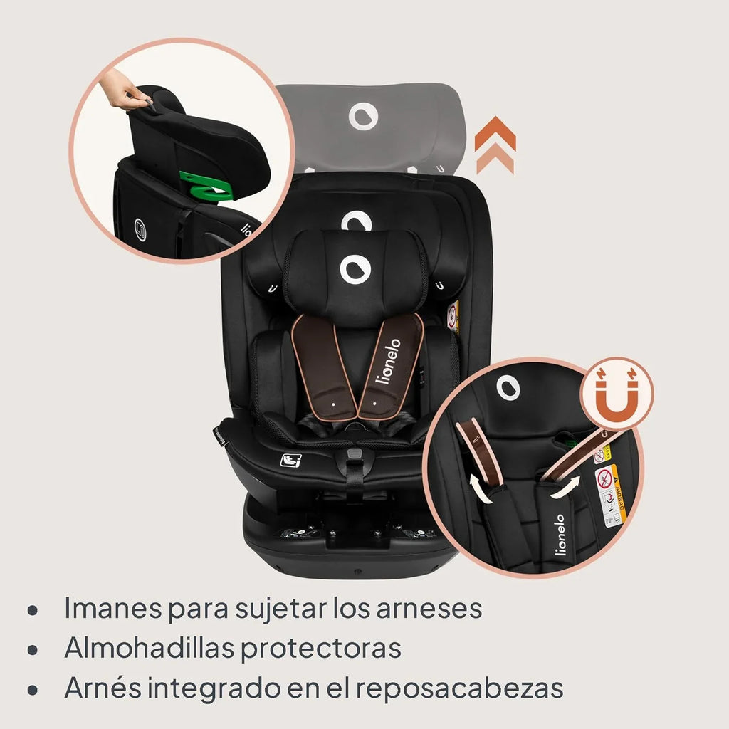 2026 LIONELO Bastiaan RWF i – Size Silla de Coche para Bebé Giratoria 360° 0 – 36kg, Instalaciión Delantera y Trasera (18kg), ISOFIX TopTether, Reposacabezas y Respaldo Ajustables Protección Lateral