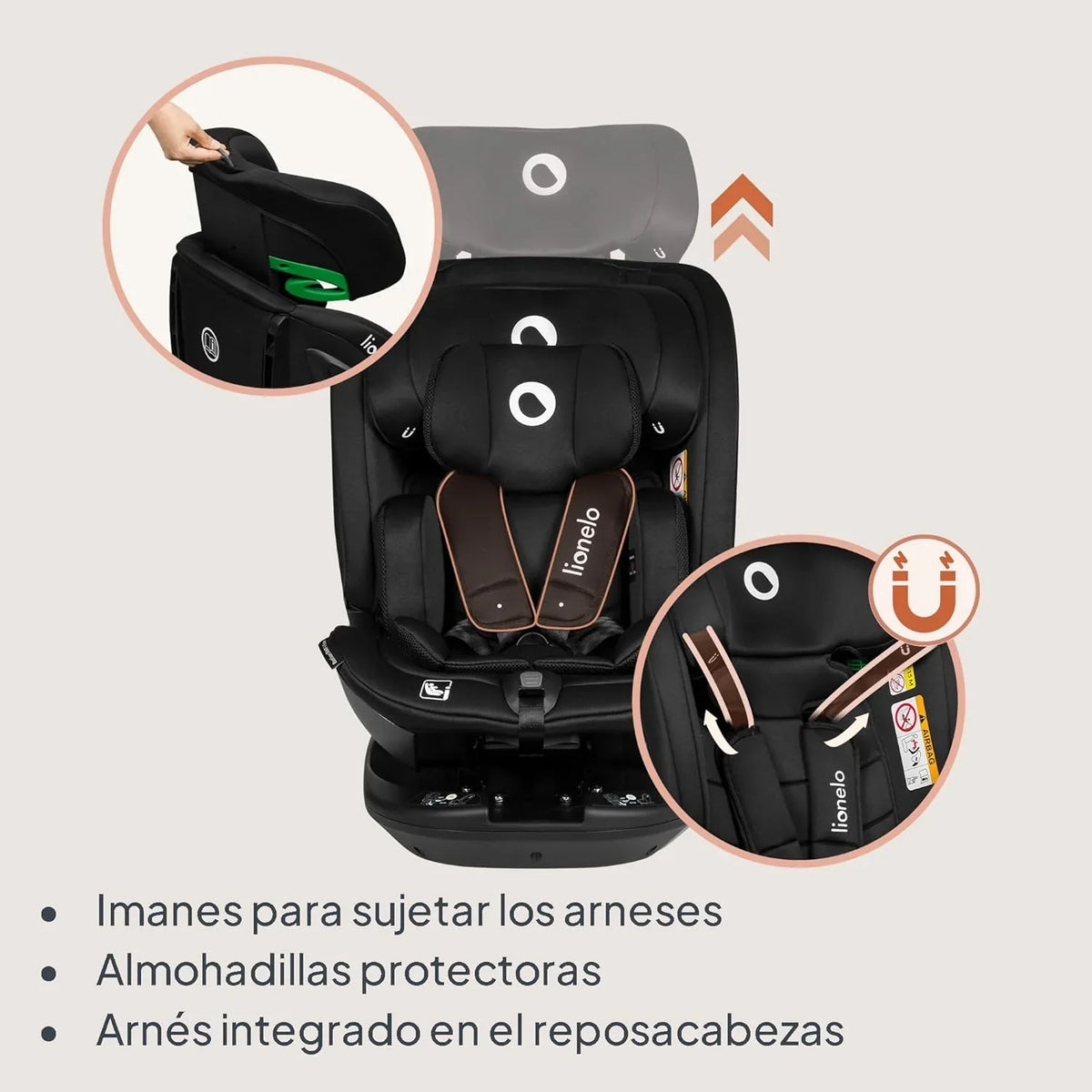 2026 LIONELO Bastiaan RWF i – Size Silla de Coche para Bebé Giratoria 360° 0 – 36kg, Instalaciión Delantera y Trasera (18kg), ISOFIX TopTether, Reposacabezas y Respaldo Ajustables Protección Lateral