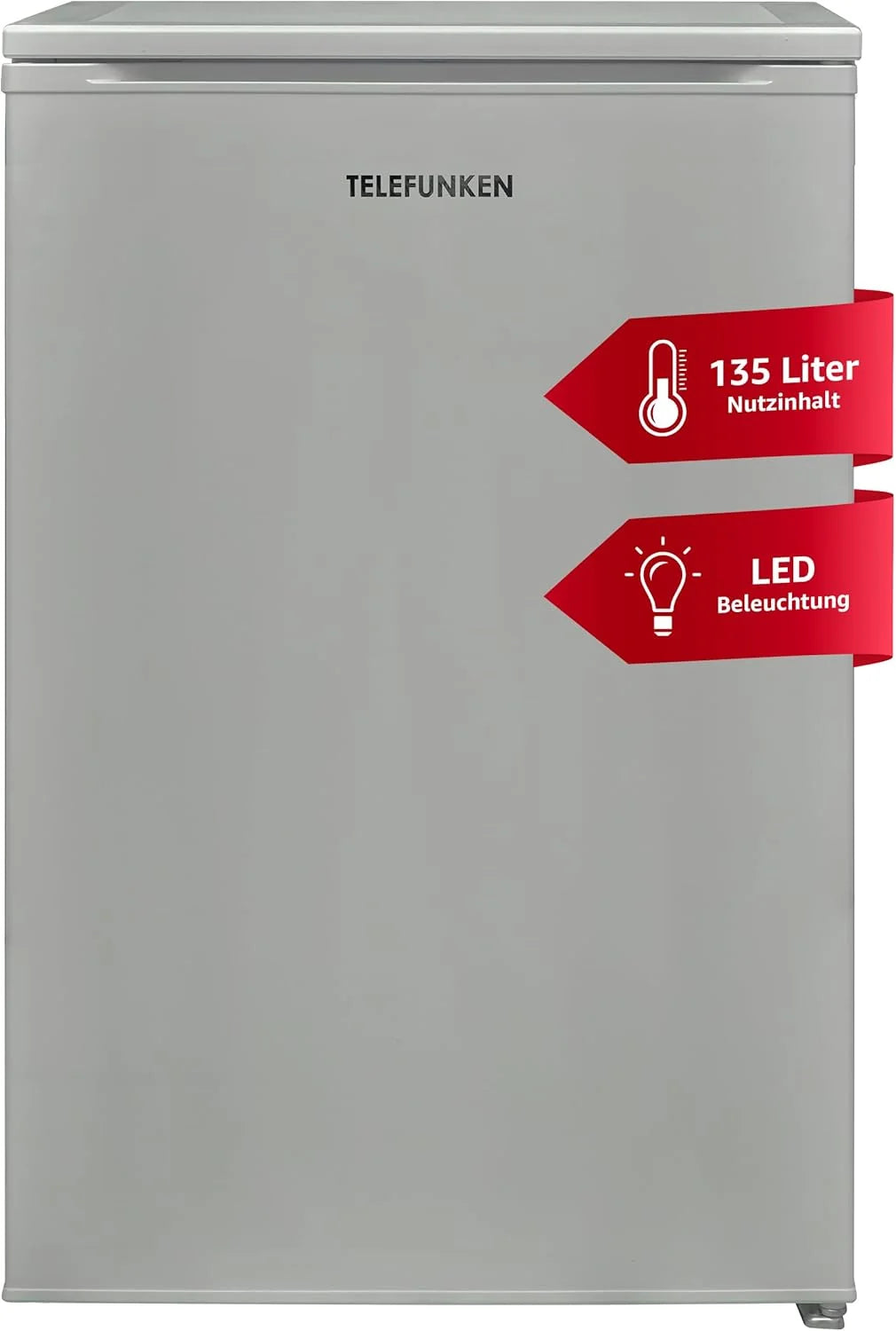 Refrigerador independiente TELEFUNKEN 2026 sin congelador | Capacidad de 135 litros | Refrigerador pequeño con cajón para verduras | Refrigerador de tamaño completo | Bisagra de puerta reversible | C – 135 – 100 – S Plata