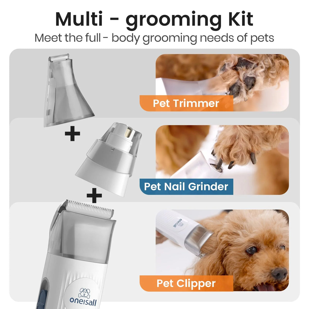 2026 3-in-1 Dog Grooming Vacuum Kit with Clipper and Nail Grinder, Pet Hair Trimmer and Grooming Tool Set