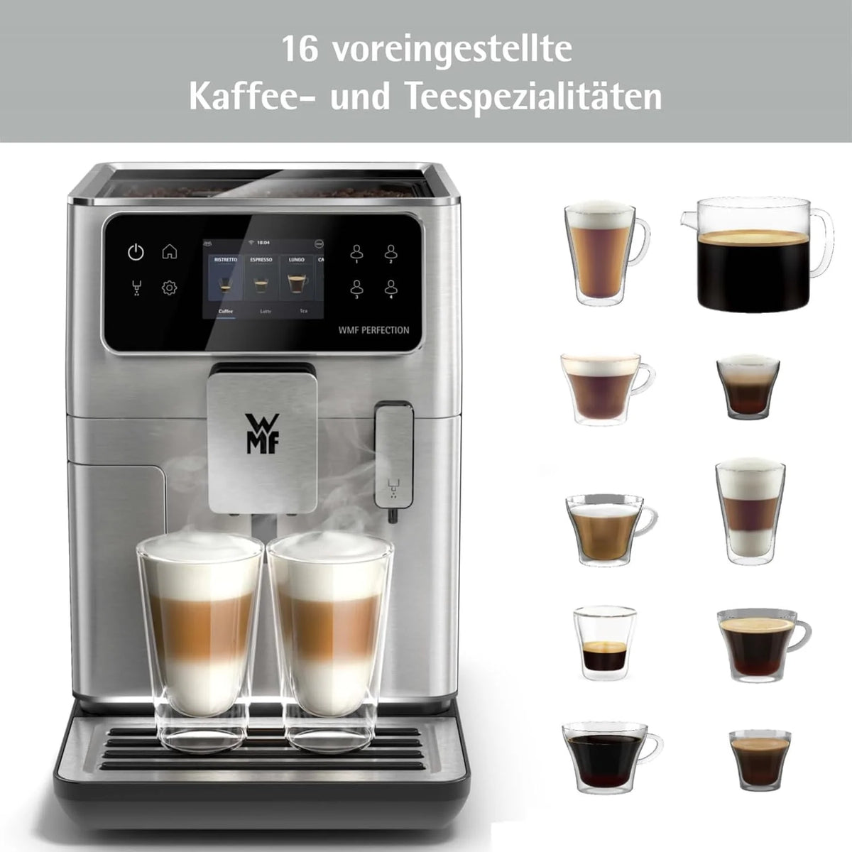 Cafetera automática WMF Perfection 640 de 2026 con sistema de leche, 16 especialidades de bebidas, doble termobloque, molinillo de acero inoxidable, almacenamiento de perfiles de usuario (640: WMF Perfection 640 con sistema de leche)