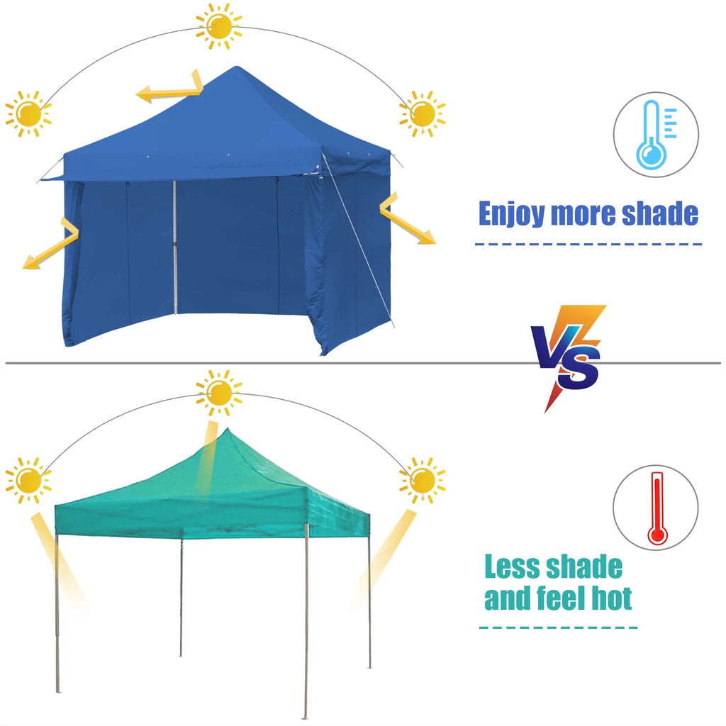 2026 Patiojoy 10x10ft Pop up Tent, 4 Height Adjustment Folding Camping Tent with Awning Blue