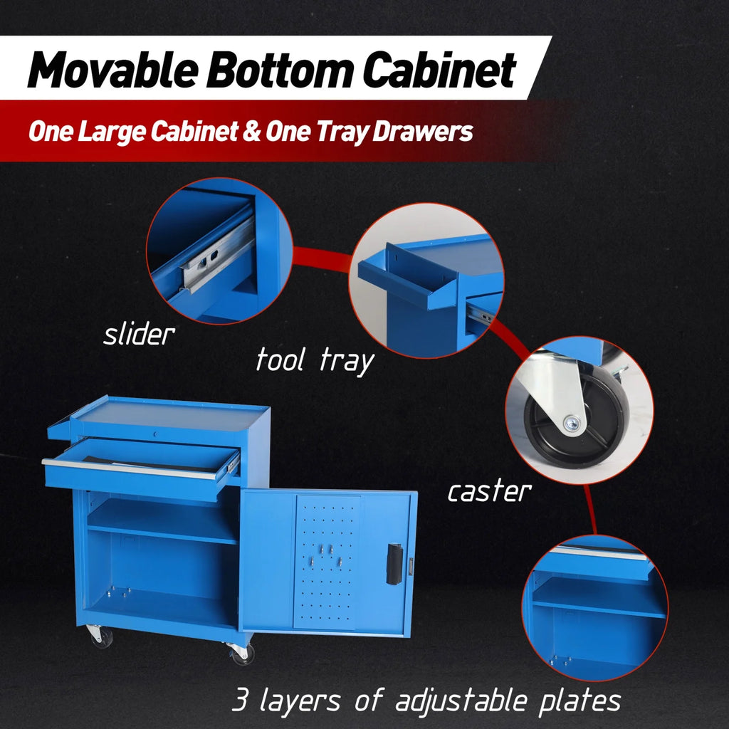2026 5-Drawer Rolling Tool Chest, 2 in 1 Detachable Tool Box with Lockable Wheels, Adjustable Shelf, and Liner for Garage and Workshop Storage (Yellow)
