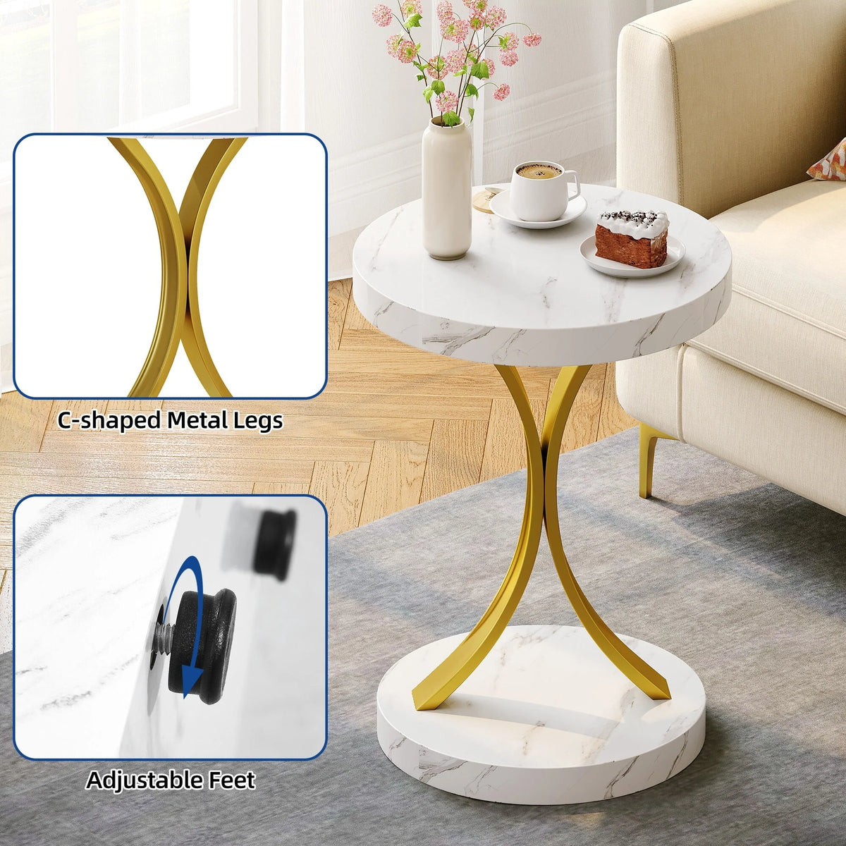 2026 Modern Gold Console Table with Marbled Top, Sofa Table for Entryway and Hallway