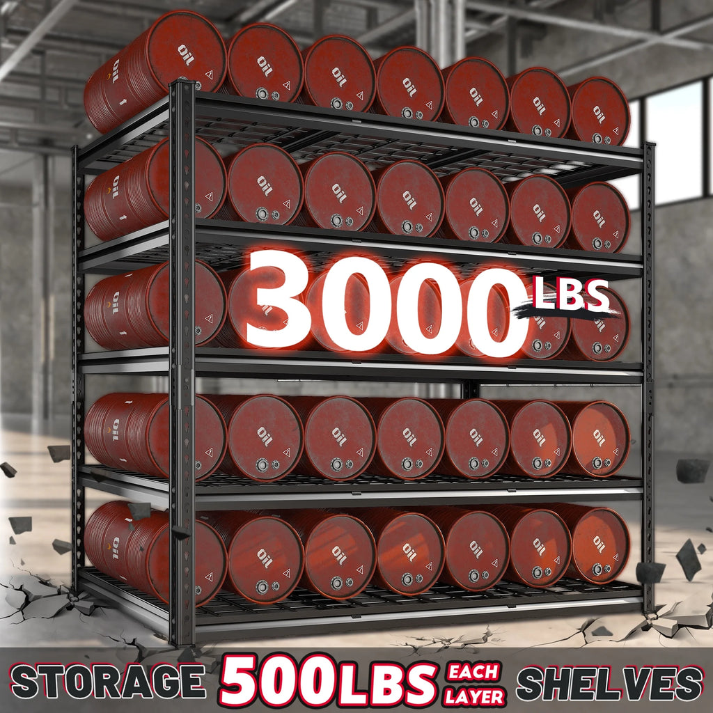 2026 REIBII 48" W Garage Shelving Units 5 Tier Storage Shelves Heavy Duty Adjustable Metal Utility Shelf-72" H x 48" W x 24" D