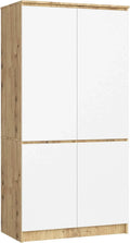 2026 Armario AKORD S90 Roble Artisan 90 cm 4 puertas frente en color Blanco 90x51x180 cm